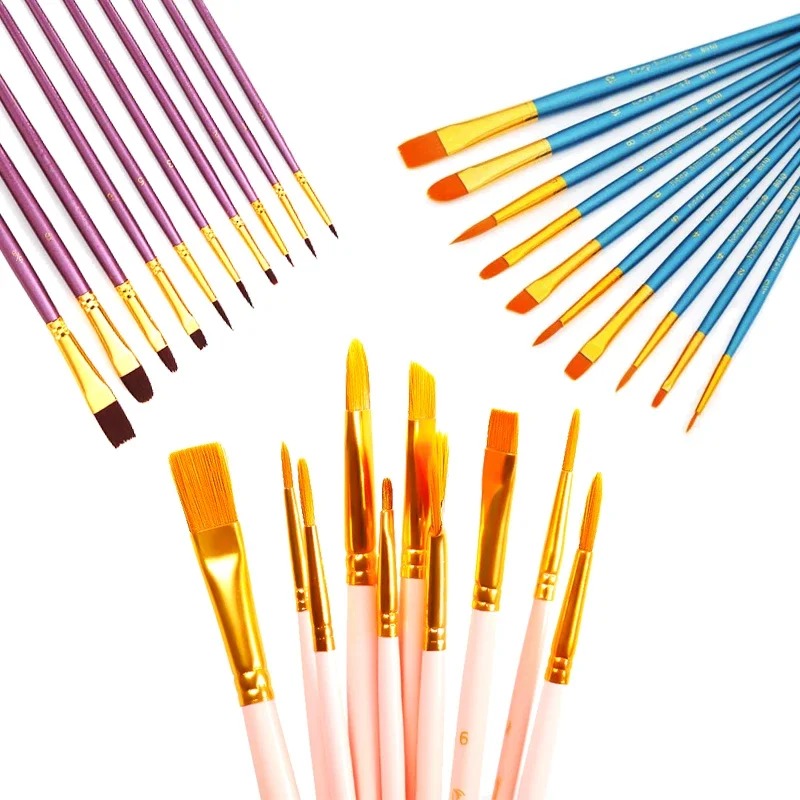 Gouache Paint Set - Ginflash ナイロンヘアペイントブラシセット,水彩,ガッシュ,絵画ペン,アート用品,6個,10個