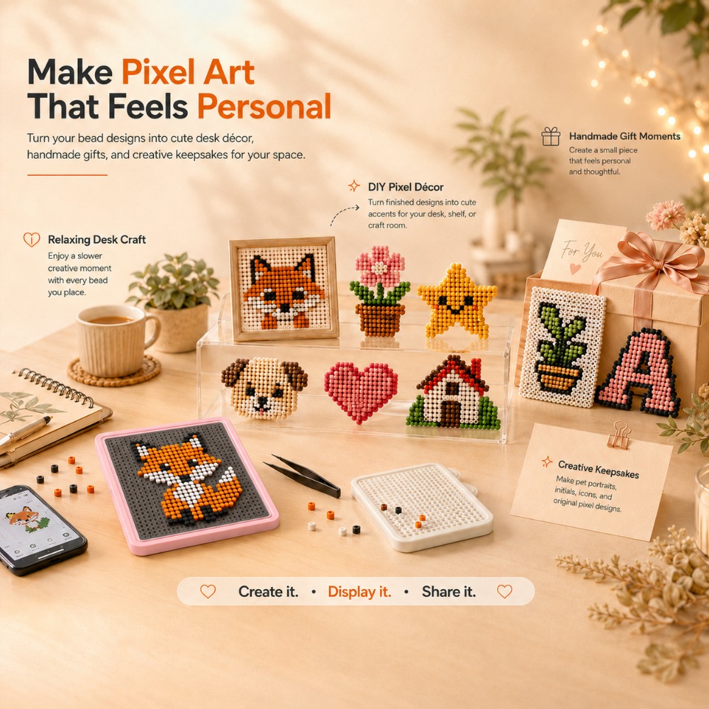 Art Craft Kit - LEDスマートヒューズビーズペグボード、アプリでガイド付きパターンライトボード、アート＆クラフト用、DIYピクセルおもちゃ誕生日ギフトセット