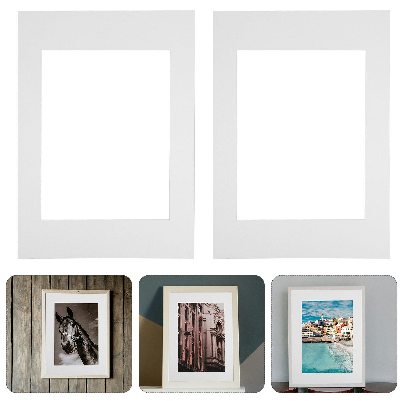 Art Craft Cardboard - A4サイズの写真、クラフト作品、アートプリント、写真立てなどに使える、白い厚紙製のマットボード（円形または正方形のカットアウト）。10枚入り。