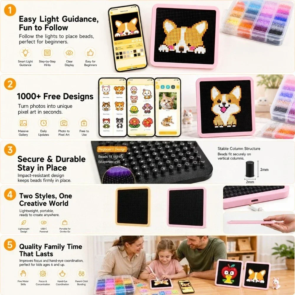 LEDスマートヒューズビーズペグボード、アプリでガイド付きパ - Art Craft Kit のレビューと価格